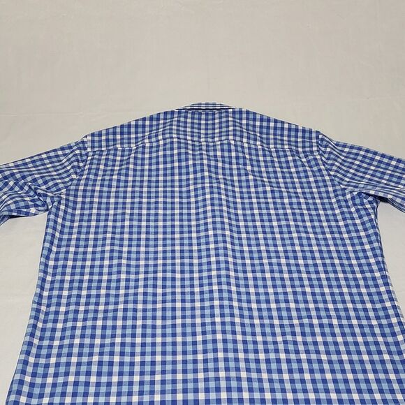 Peter Millar Summer Comfort Button Up Shirt Mens Large Blue Plaid Stretch - Picture 3 of 6